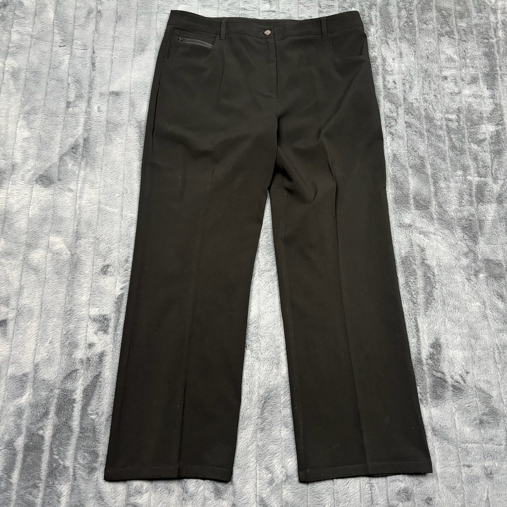 Chicos Black Straight Leg Career Pants Womens Size 1.5 Regular Stretch Trousers